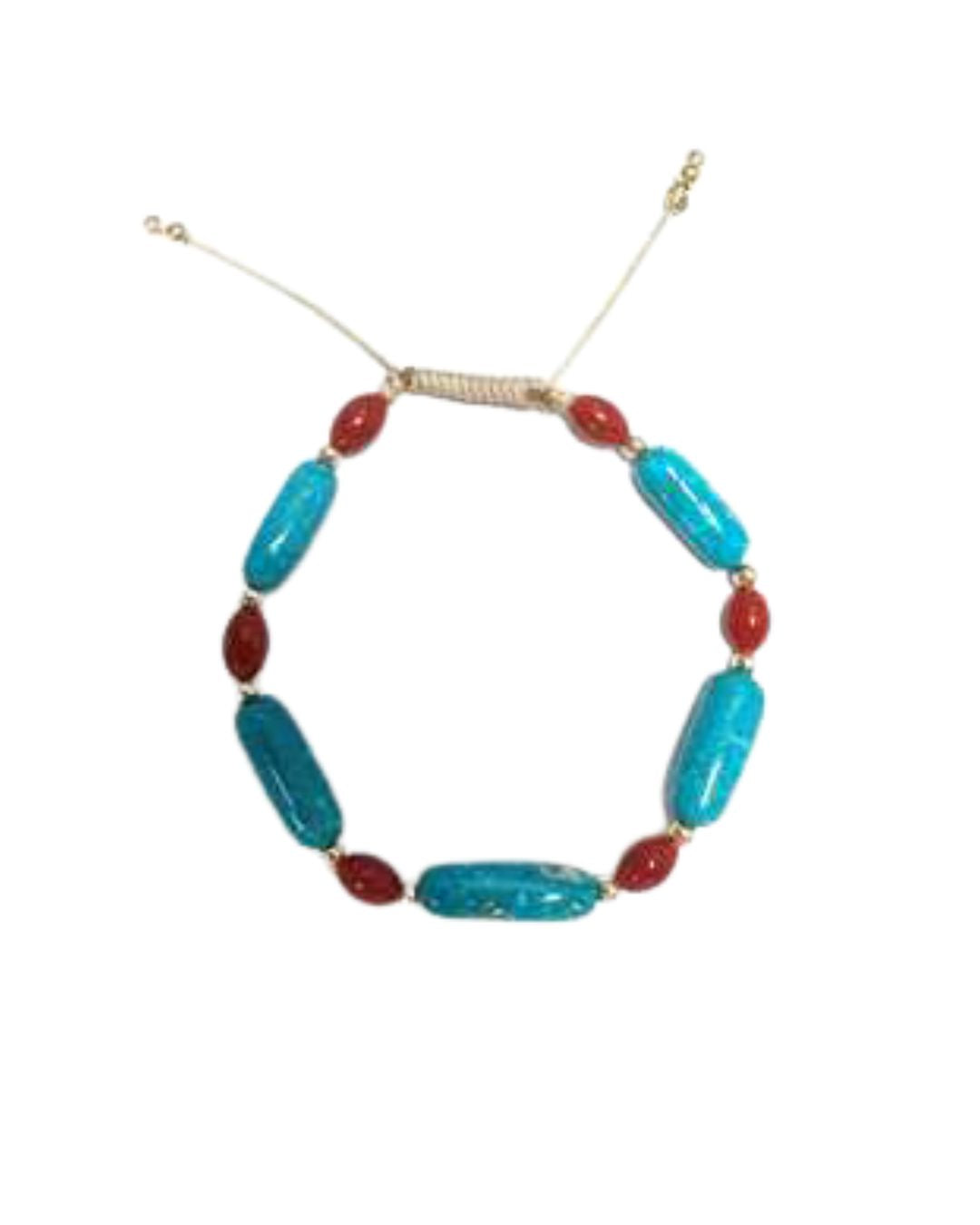 Armband Türkis und Koralle